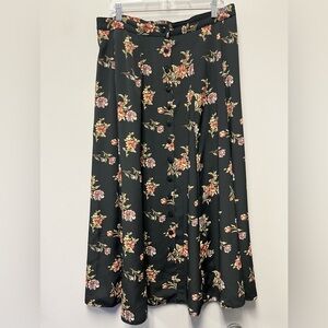 Casual Corner Black Floral A-Line Skirt—Size 14